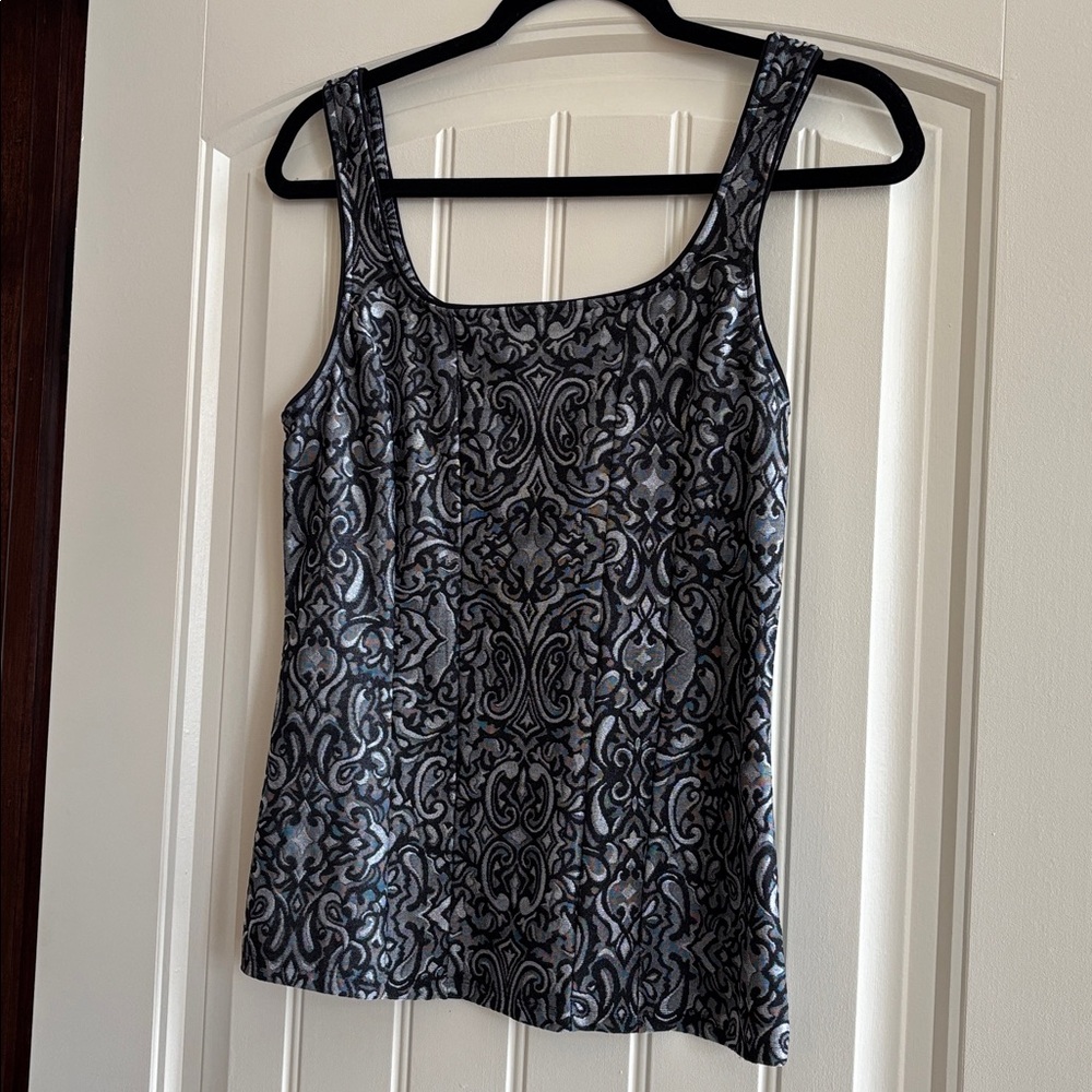 White House Black Market Black and Gray Tank Top